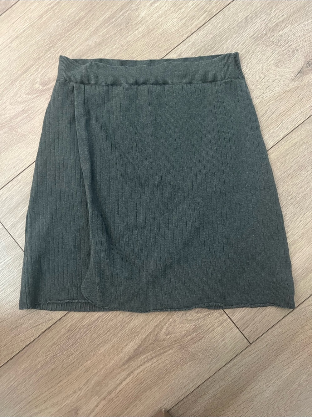 Free People Ribbed Knit Mini Skirt - Forest Green